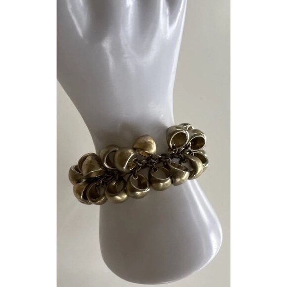 Vintage Lia Sophia Bracelet CHA CHA CHA Chunky Brushed Gold Tone Links Sz 7” - Picture 2 of 14